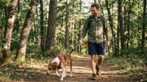 hiking with a dog