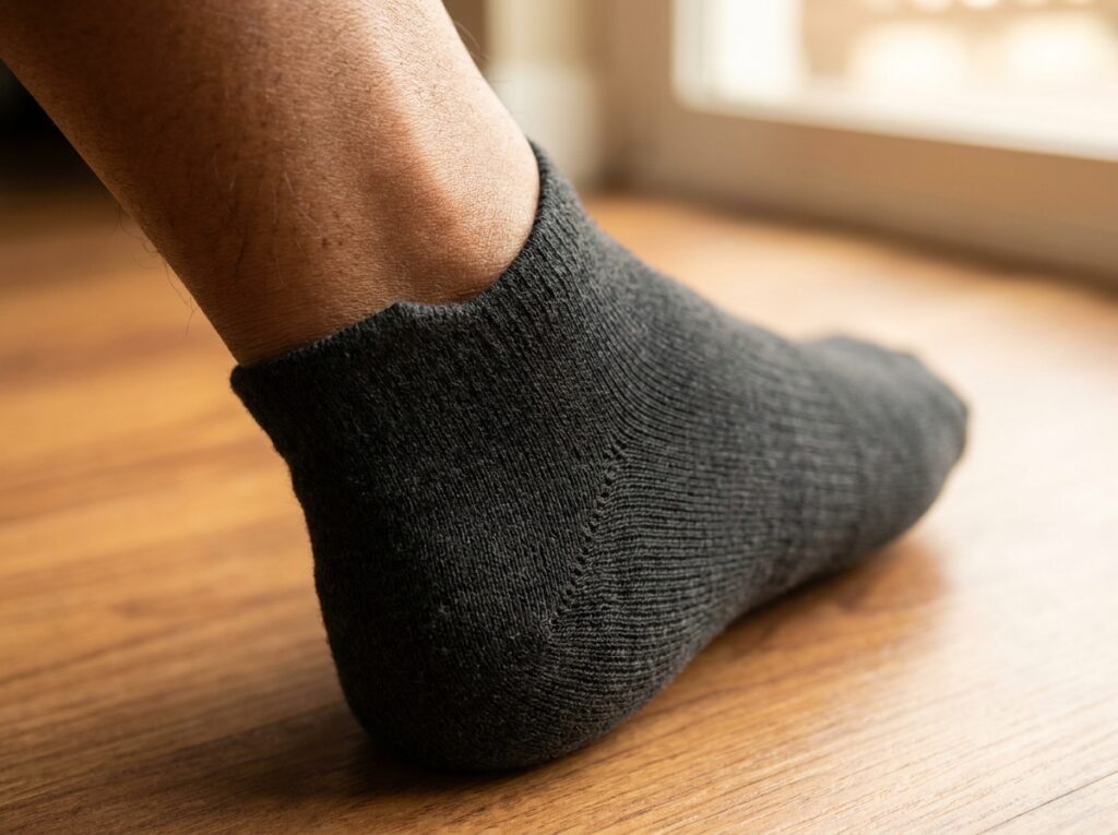 Best merino wool hiking socks with seamless heel construction shown in a macro close-up